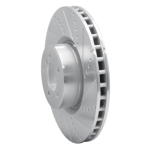 Land Rover Range Rover Brake Rotor (1) - Front Right - R1 Concepts - Drilled & Slotted - Silver - `10-`12